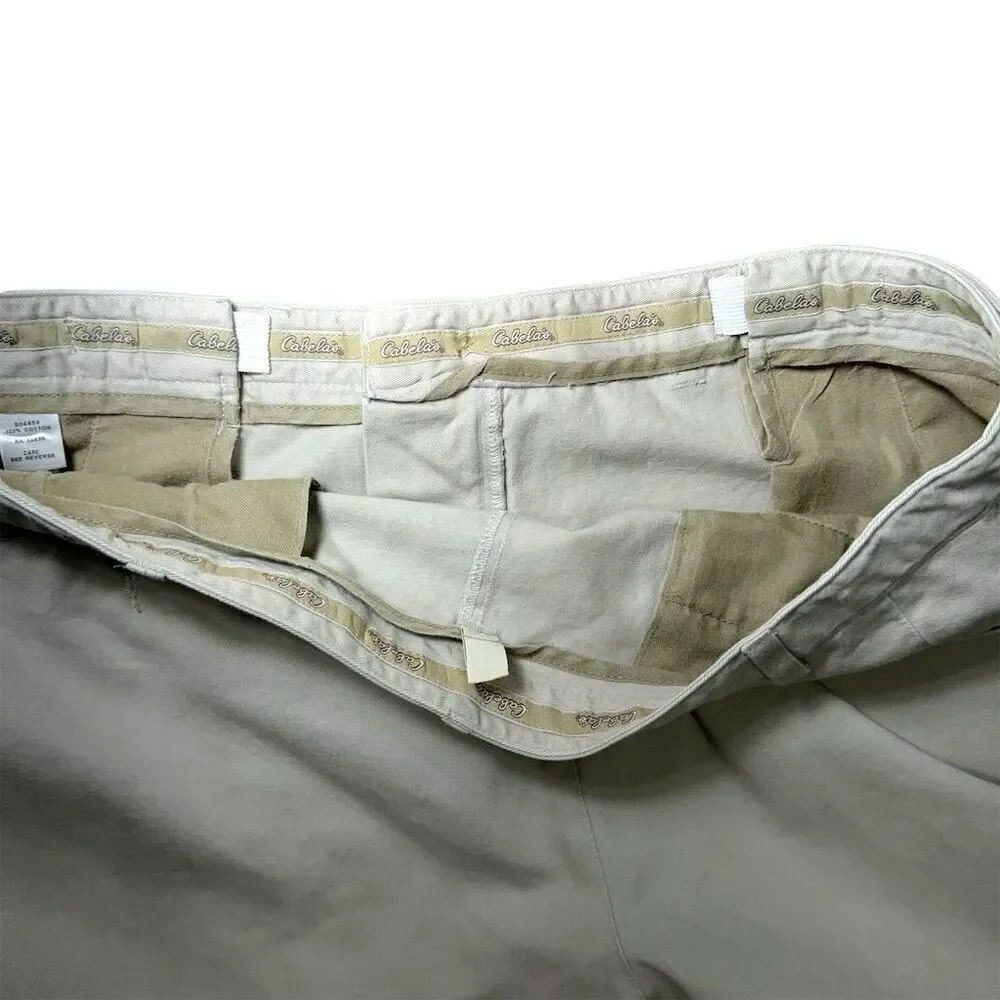 Cabela's Men's Khaki Chino Pants Size‎ 40W x 30L Flat Front Beige Cotton